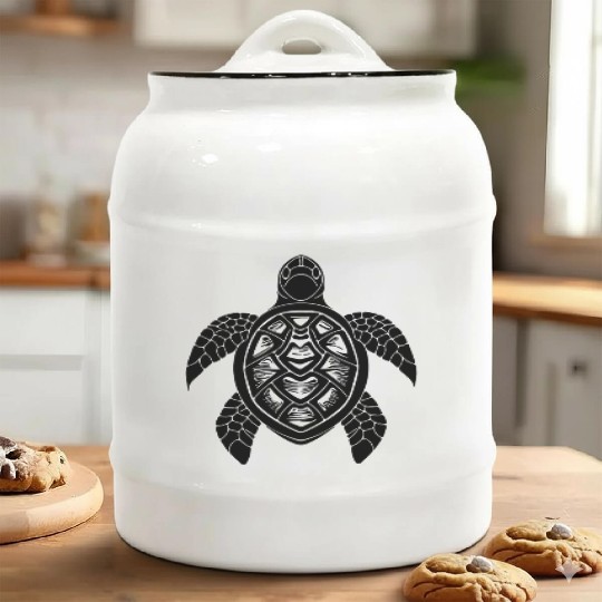 Turtle Tattoo Underwater Design For Divers Ceramic Cookie Jars