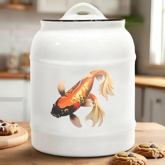 Koi Fish Japanese Carp Pond Ceramic Cookie Jars
