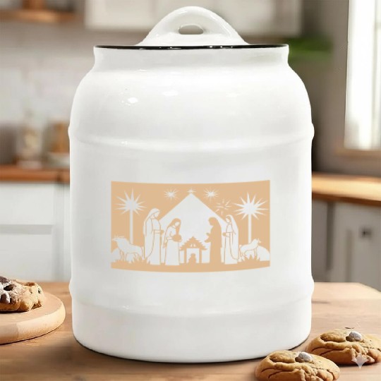 Nativity Scene with Mary Joseph Baby Jesus Ceramic Cookie Jars
