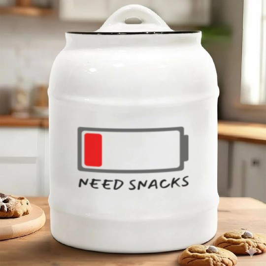 need snacks battery funny, sticker for laptops Ceramic Cookie Jars