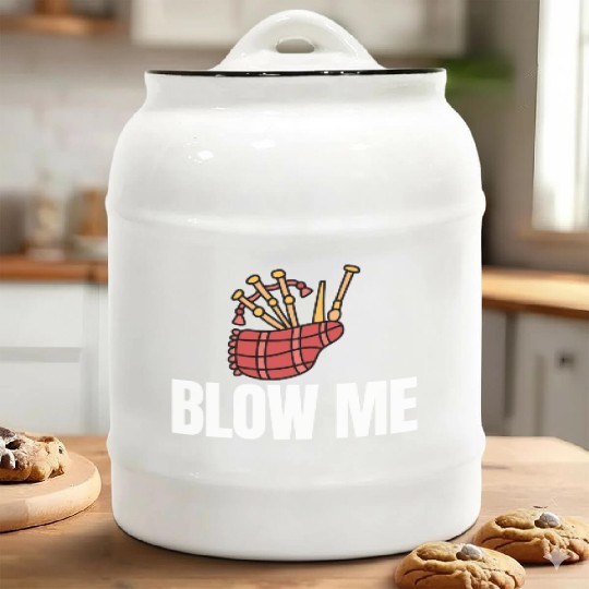 Blow Me Bagpipe Lover Bagpiper Classical Marching Ceramic Cookie Jars