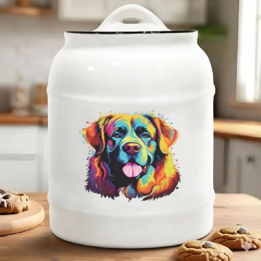 Watercolor Colorful Great Pyrenees Ceramic Cookie Jars