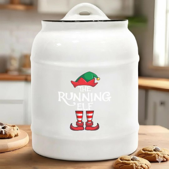 Running Elf Matching Family Christmas Ceramic Cookie Jars