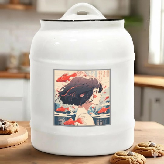 Vinatage japanese esthetic Otaku Anime Girl Ceramic Cookie Jars