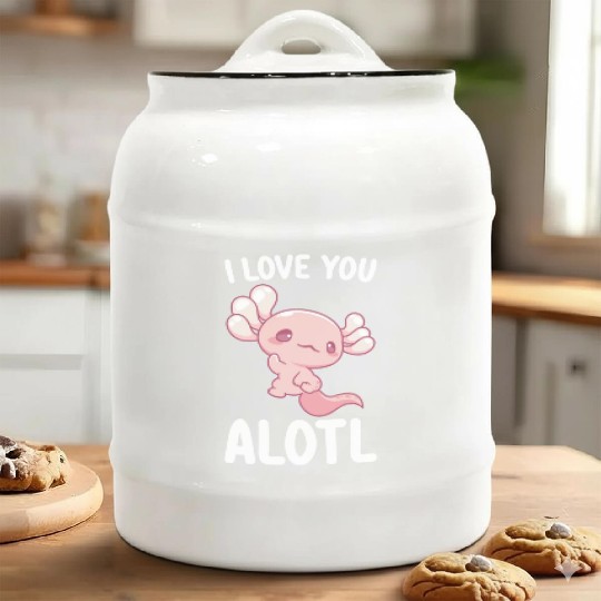 I Love You Alotl Axolotl Valentine's Day Ceramic Cookie Jars