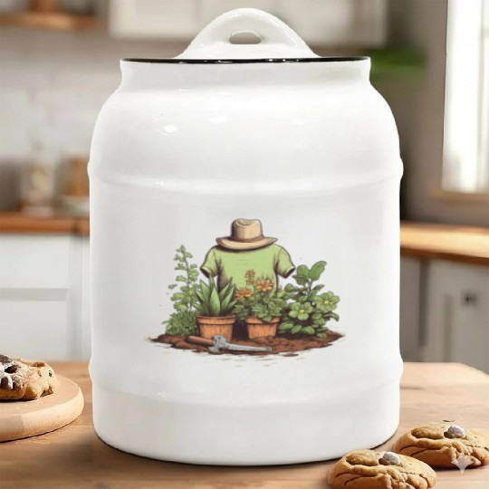 Tiny Gardener's Paradise Cute Pocket Garden Ceramic Cookie Jars
