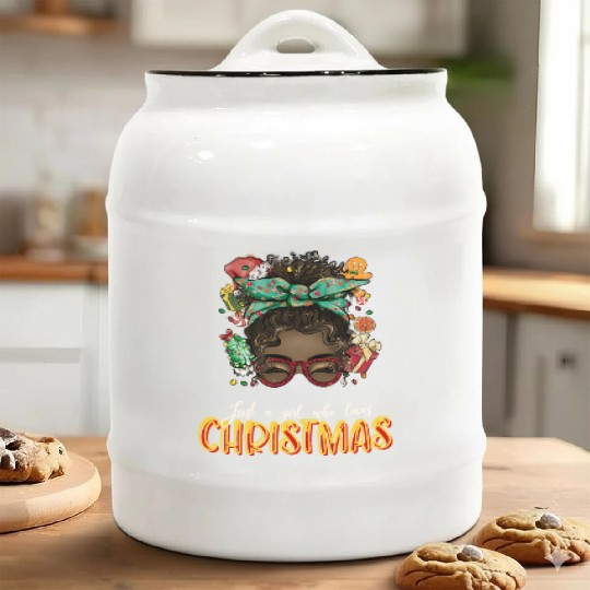 Women Festive Santa Holiday Christmas Quote Gift Ceramic Cookie Jars