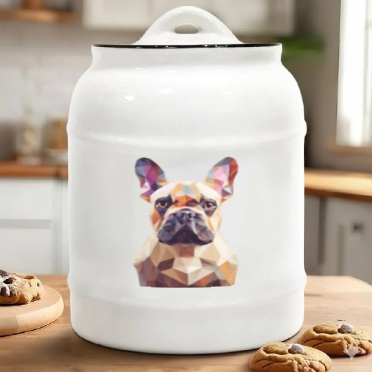 French bulldog, polygon dog,polygon art Ceramic Cookie Jars