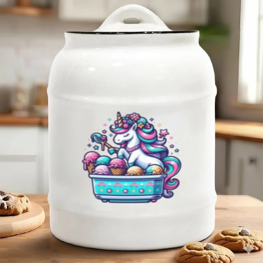 Magical Unicorn Ice Cream Maker Ceramic Cookie Jars