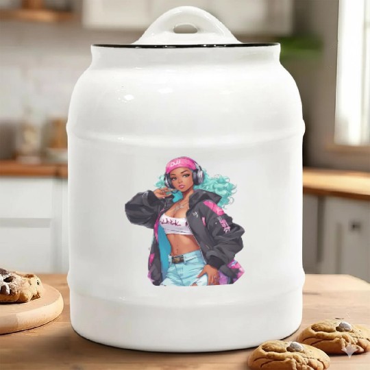 Hip Hop Girl Ceramic Cookie Jars