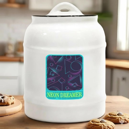 Geometric Ceramic Cookie Jars, Neon Dreamer Ceramic Cookie Jars, Gift For Math