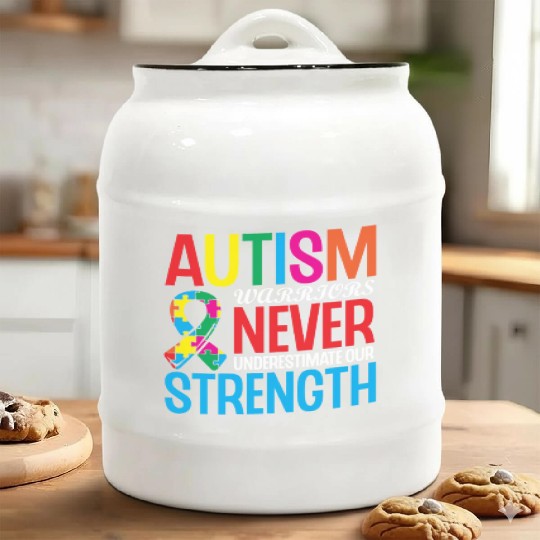 Autism Warriors Never Underestimate Our Strength Ceramic Cookie Jars