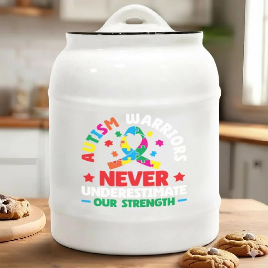 Autism Warriors Never Underestimate Our Strength Ceramic Cookie Jars