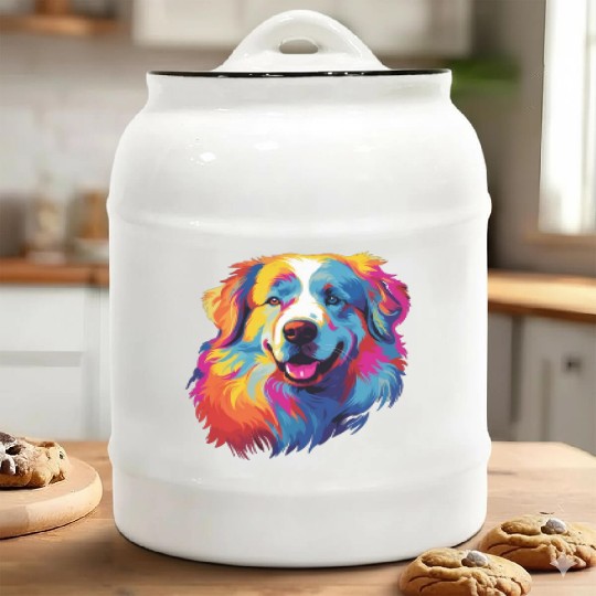Watercolor Colorful Great Pyrenees Ceramic Cookie Jars