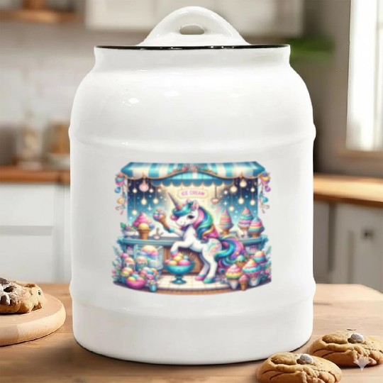 Unicorn Ice Cream Vendor Ceramic Cookie Jars