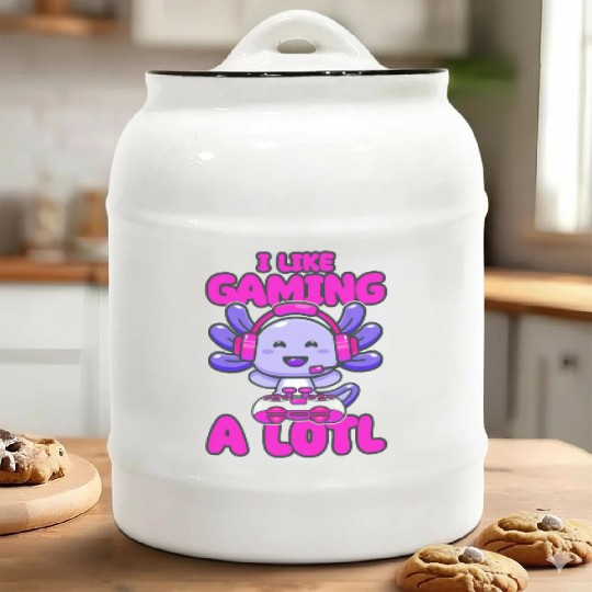 Gaming, Axolotl, Gaming, Video Game, Unicorn Gamer Ceramic Cookie Jars