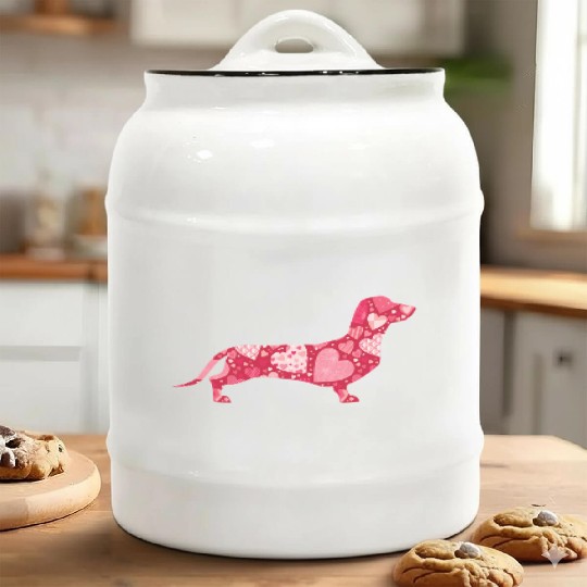 Dachshund Dog Day Love He Pattern Puppy Ceramic Cookie Jars