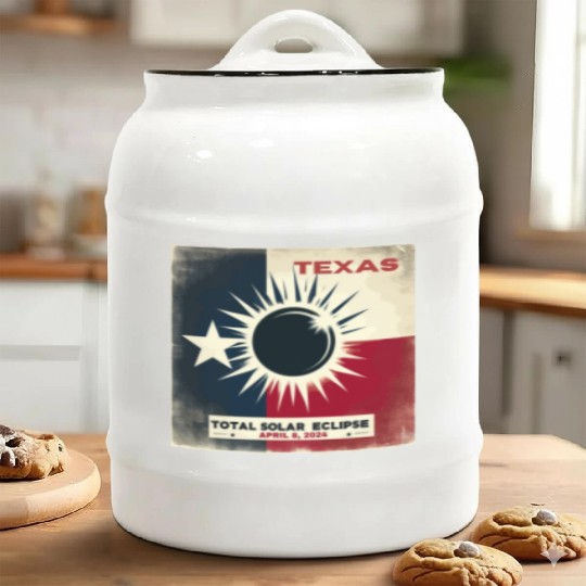 Texas Total solar eclipse 2024 Ceramic Cookie Jars