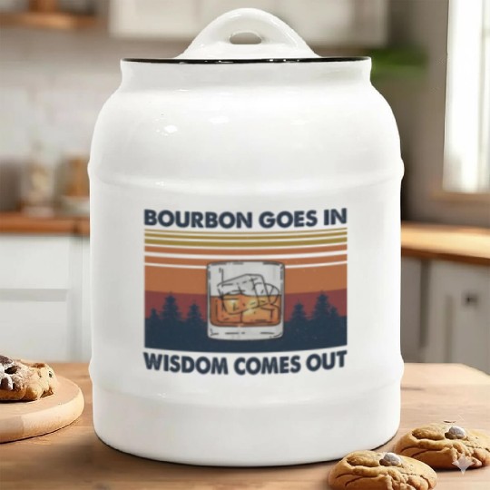 Bourbon Goes In Wisdom Comes Out Ceramic Cookie Jars