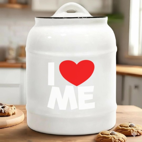 I Love Me Red Heart Self Love Affirmation Ceramic Cookie Jars