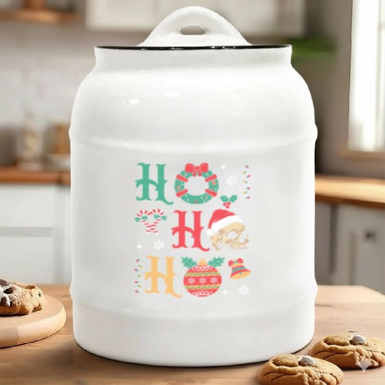 Ho ho ho Merry Christmas Skull Santa Ceramic Cookie Jars