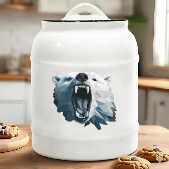 Geometric Style Polar Bear Ceramic Cookie Jars