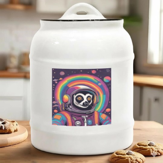 Psychedelic Lemur Astronaut Ceramic Cookie Jars
