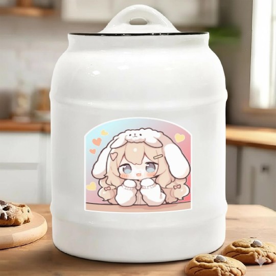 Kawaii Bunny Chibi Girl Sweet Decora Pastel Cute A Ceramic Cookie Jars