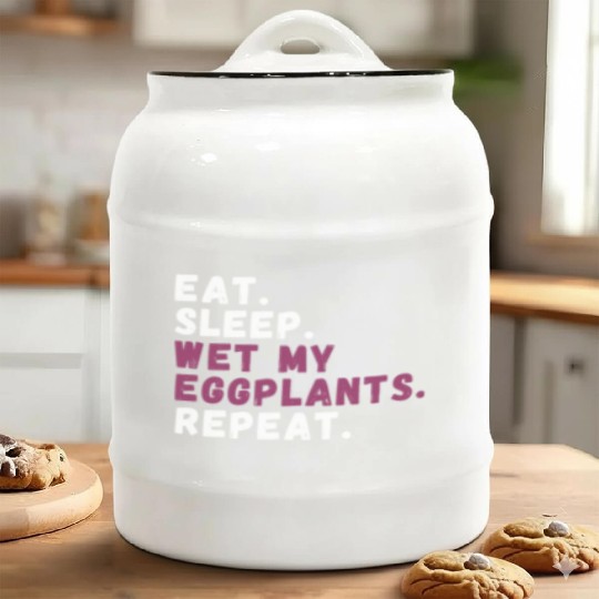 Eggplant Lover Healthy Cuisine Gardening Ceramic Cookie Jars