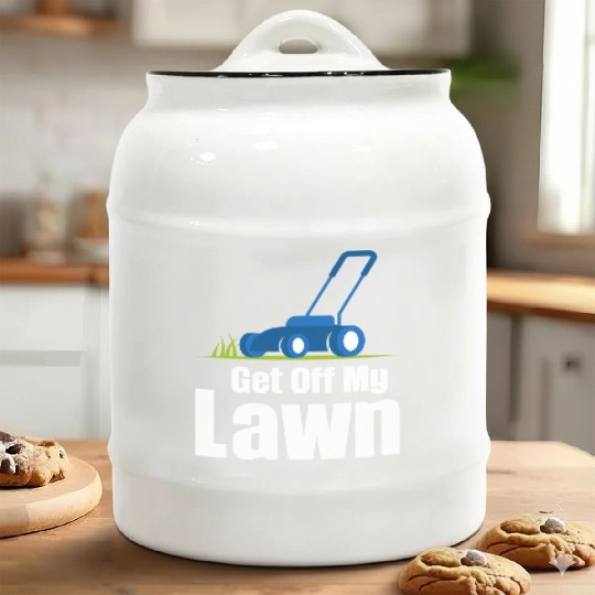 Get Off My Lawn Funny Lawn Care Gardening Ceramic Cookie Jars