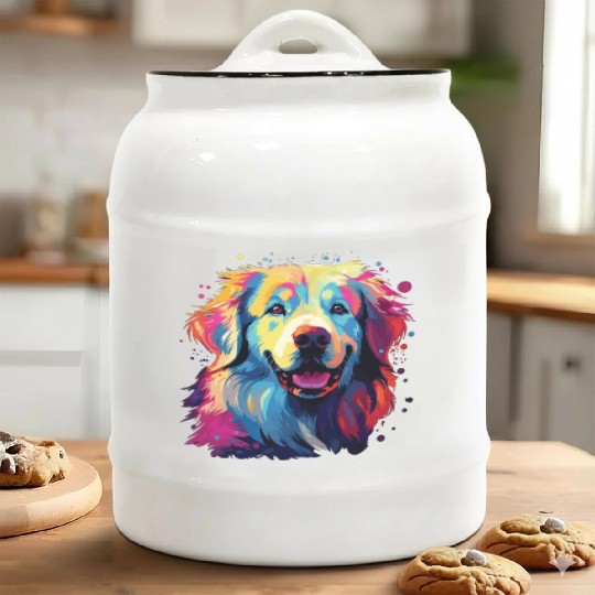 Watercolor Colorful Great Pyrenees Ceramic Cookie Jars