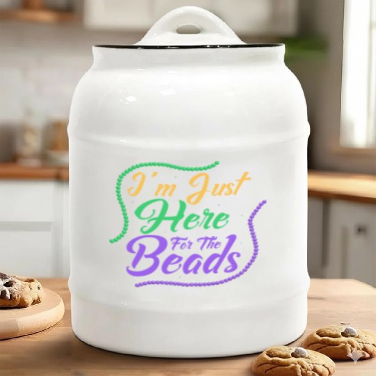 I'm Just Here For The Beads Mardi Gras Carnival Ceramic Cookie Jars