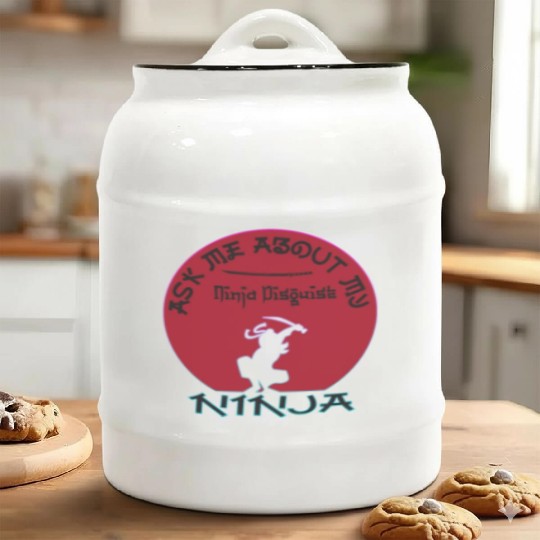 Ask Me About My Ninja Disguise Ceramic Cookie Jars