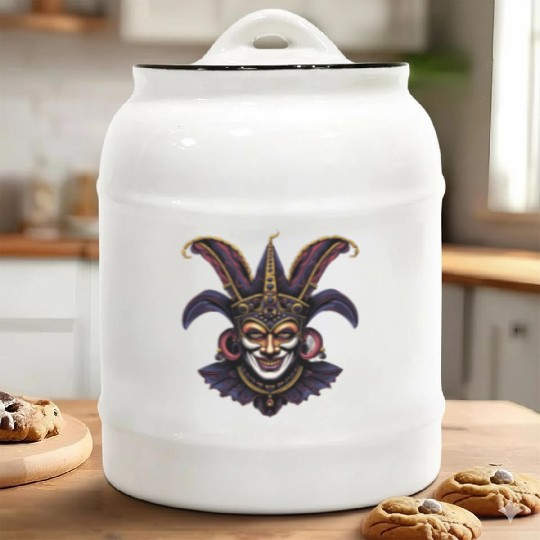 Mardi Gras Costume Jester Clown Carnival Street Ceramic Cookie Jars