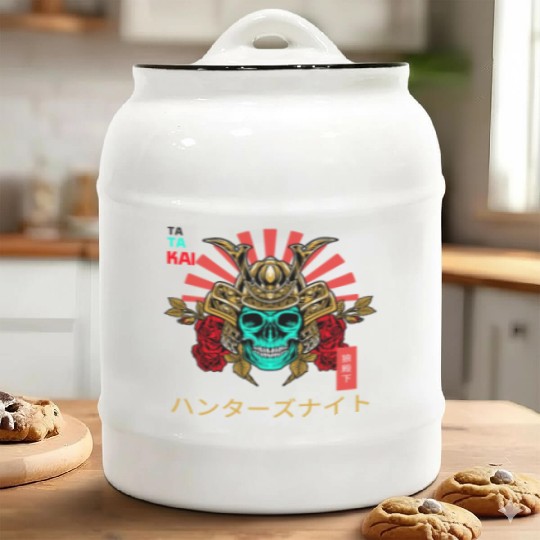 Samurai Skull Ceramic Cookie Jars