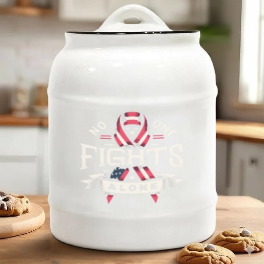 No One Fights Alone US Family Veteran Awareness Ceramic Cookie Jars