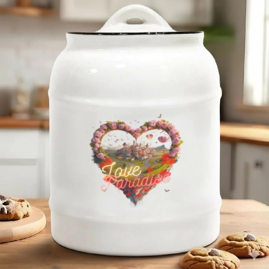 Floating Romance - Love Paradise Island Ceramic Cookie Jars