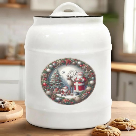 Happy Santa Claus: Traditional Christmas Image Ceramic Cookie Jars