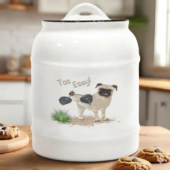 Funny Pug Puppy Dog Gym Wear Ceramic Cookie Jars Motivational
