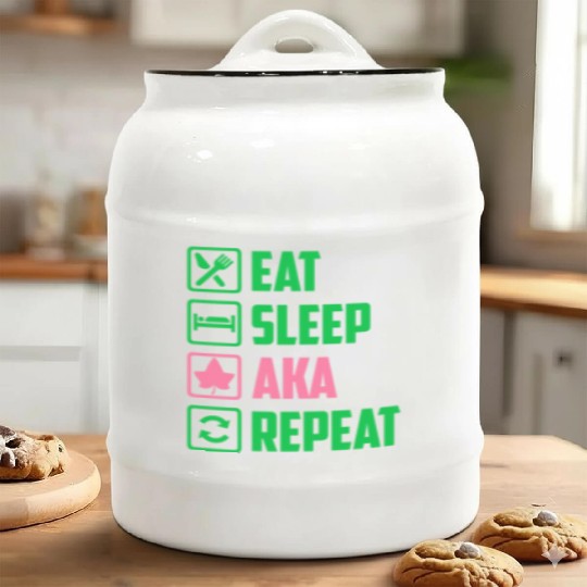 Eat Sleep AKA Repeat Alpha Kappa Alpha Womens Gift Ceramic Cookie Jars