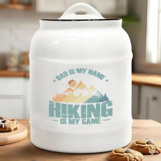 Dad is my Name Hiking is my Game Nature Hobby Ceramic Cookie Jars