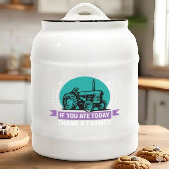 Thank a Farmer Thankful Person Gift Ceramic Cookie Jars