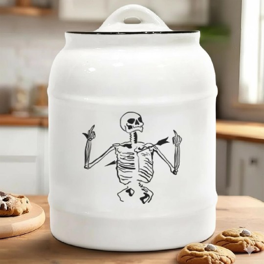 Skeleton pierced Fuck off Ceramic Cookie Jars