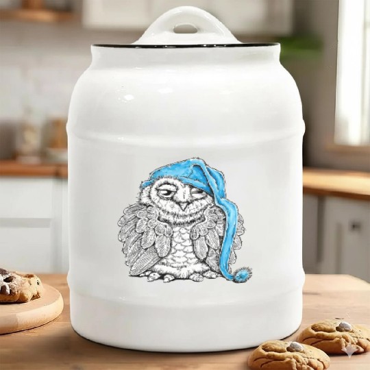 Owl in Nightcap Ceramic Cookie Jars