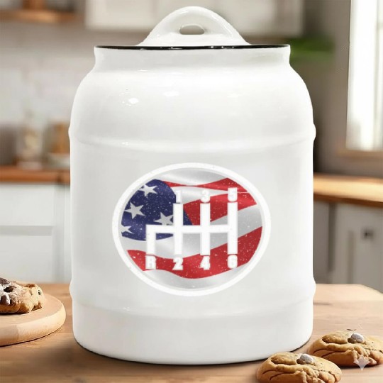 American Flag Muscle Car 6 Gears Knob Car Mechanic Ceramic Cookie Jars