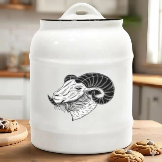 Baphomet Goat Devil Horn Head Ceramic Cookie Jars