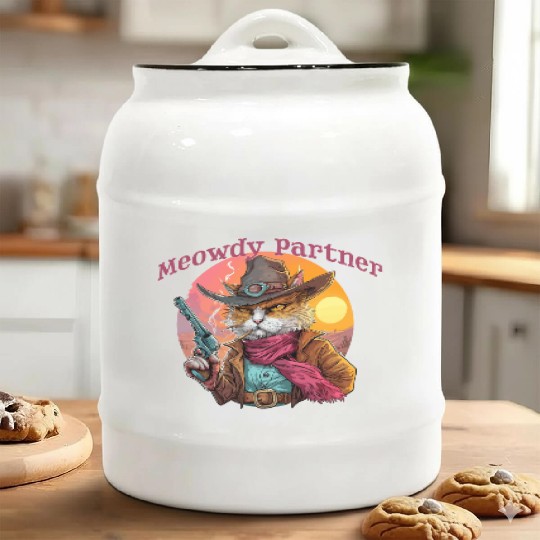 Purrfect Outlaw Showdown - Meowdy Partner Ceramic Cookie Jars