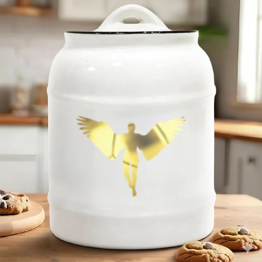 golden angel in a bright golden color Ceramic Cookie Jars