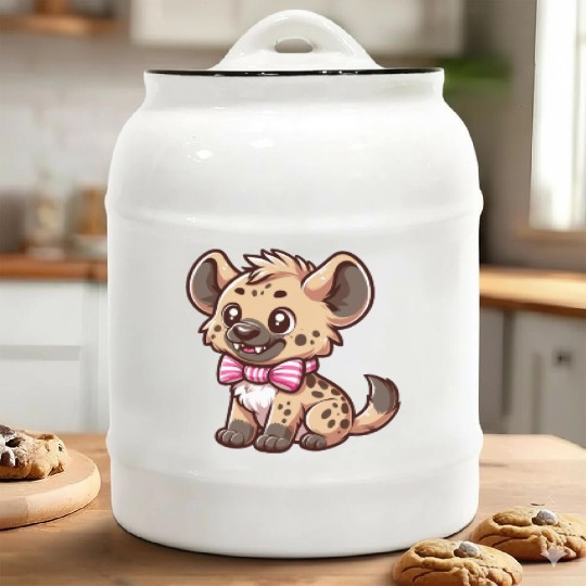 Playful Hyena Cartoon Ceramic Cookie Jars