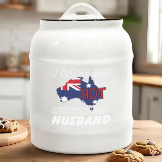 I Love My Hot Australian Husband Wife Ceramic Cookie Jars